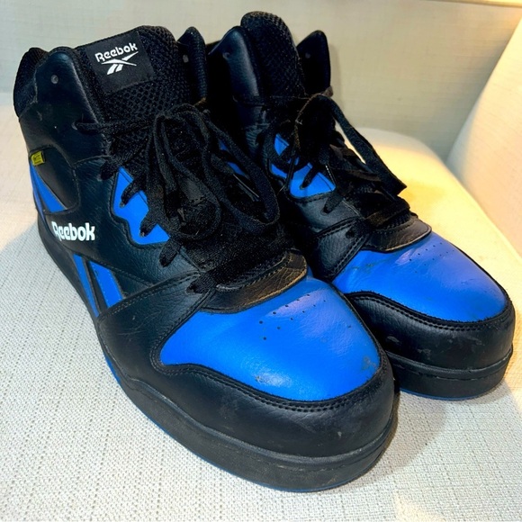REEBOK RB4166 WORK MEN'S HIGH TOP CUSHGUARD BLACK/BLUE BOOTS Size 12W - Picture 1 of 11